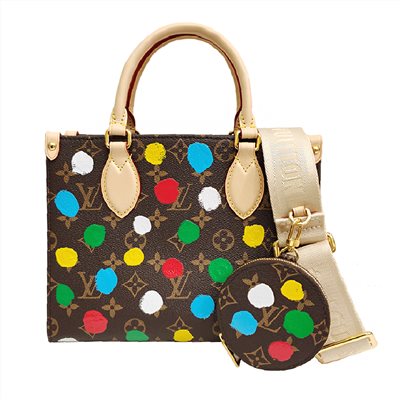 【Louis Vuitton 路易威登】M46380 獨家2023草間彌生聯名款LV X YK ONTHEGO手提/斜背包(彩色PM)