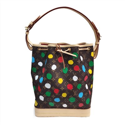 【Louis Vuitton 路易威登】 M46394 草間彌生聯名款LV x YK Noe手提/斜背Monogram帆布束繩水桶包(彩色)