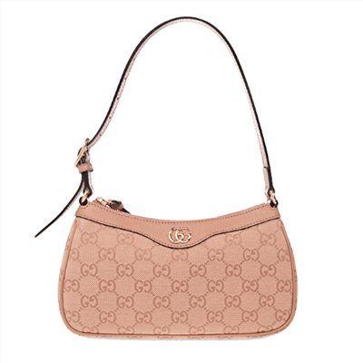 【GUCCI 古馳】735145 新款Ophidia經典GG Supreme帆布輕巧手提/肩背腋下包 (粉色)