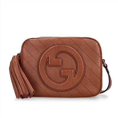 【GUCCI 古馳】742360 新款BLONDIE流蘇吊飾相機包斜背包(棕色)