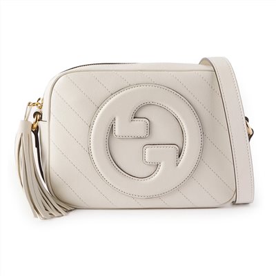 【GUCCI 古馳】742360 新款BLONDIE流蘇吊飾相機包斜背包(白色)