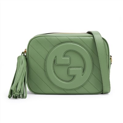 【GUCCI 古馳】742360 新款BLONDIE流蘇吊飾相機包斜背包(綠色)