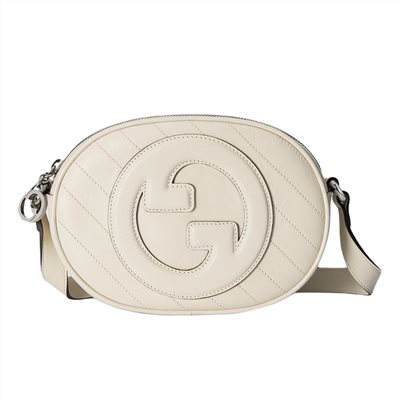 【GUCCI 古馳】760175 新款BLONDIE橢圓款肩背斜背相機包(白色)