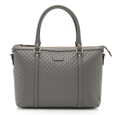 【GUCCI 古馳】449656 經典Guccissima壓紋皮革手提斜背兩用托特包(灰色)