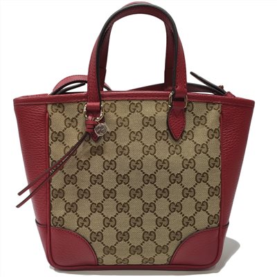 【GUCCI 】449241 經典雙G LOGO拼接皮革飾邊緹花兩用手提/斜背包