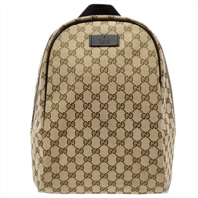 【GUCCI 】449906 經典雙G LOGO牛皮飾邊厚棉緹花後背包