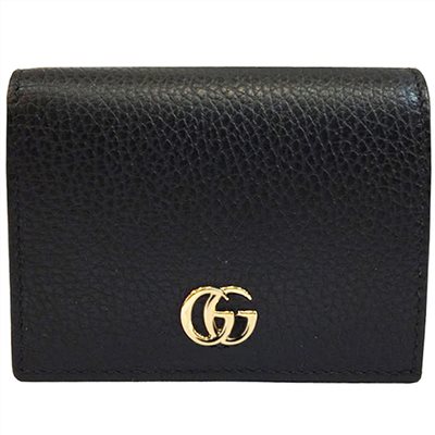 【GUCCI 】456126 經典金屬雙G LOGO荔枝紋牛皮暗釦萬用信用卡/短夾