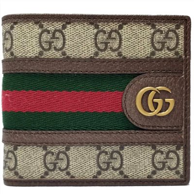 【GUCCI 】597606 經典GG Ophidia 8卡對開短夾(棕色)