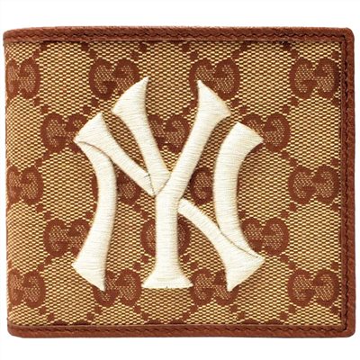 【GUCCI 】547785 NY Yankees大聯盟聯名款零錢短夾(奶油色)