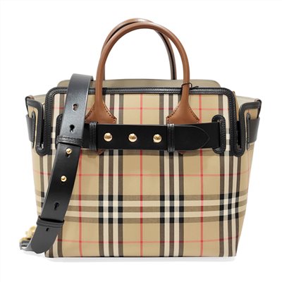 【BURBERRY 巴寶莉】80187901 經典腰帶鉚釘造型手提/肩背斜背包(格紋)