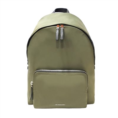 【BURBERRY 巴寶莉】40248131 Abbeydale系列銀色LOGO尼龍拉鍊後揹包(軍綠色)