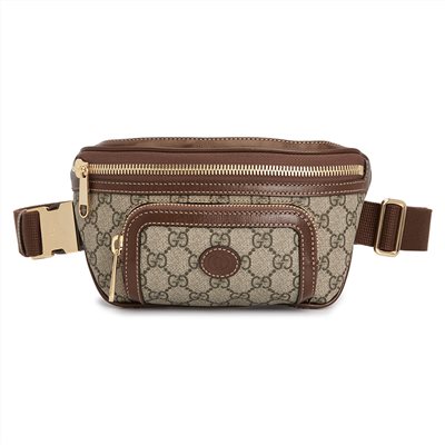 【GUCCI 古馳】682933新款Retro系列GG Supreme帆布胸腰包 (棕色90CM)