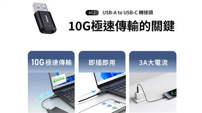 PX 大通 USB 3.2 A公 轉 Type C母轉接頭 OTG隨插即用 10G高速傳輸 AC2