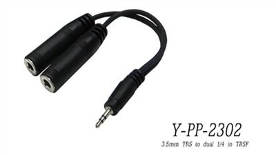Stander Y-PP-2302 3.5mm 立體聲公頭轉 兩個 6.3mm 母頭音源訊號分接線