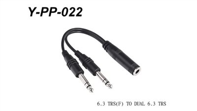 Stander Y-PP-022 立體聲 6.3mm 母頭轉(兩個) 6.3mm 公頭音源訊號分接線