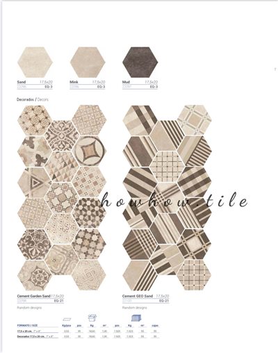 西班牙進口 格紋六角花磚-米色系（17.5*20cm)JY186.280