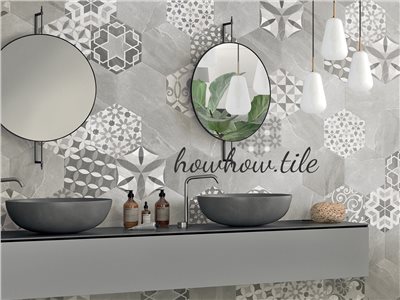 國產耀眼防滑六角磚 素花混搭（30*26cm)*BLT162