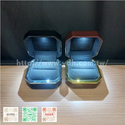 八角金邊LED戒指盒-小