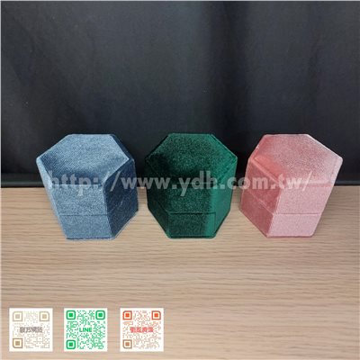 六角燈芯絨對戒盒
