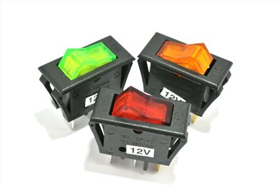 3P2段帶燈開關 DC12V 黑殼黃蓋