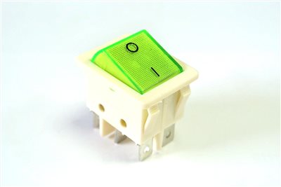 6P2段帶燈開關 110V 白殼綠蓋