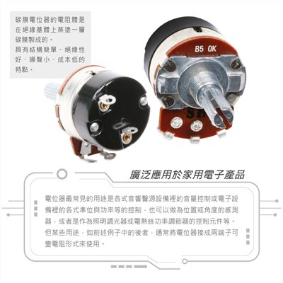 24M/M 金屬軸 碳膜 B型 焊線式 單聯 帶開關 可變電阻/電位器/電位計 50KΩ 軸長20MM