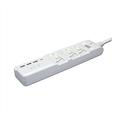 PTP-334U-15  高溫斷電技術 電源延長線 1.5米 4開關 3插座 4USB Type-C專用充電