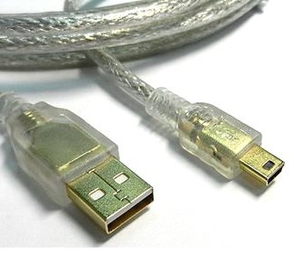 USB2.0 A公-MINI 5P公  1.8M  鍍金透明強化線
