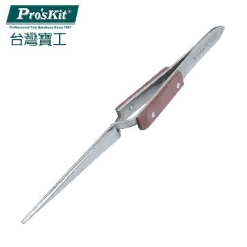 ProsKit 寶工  木柄不銹鋼細尖反彈鑷子 1PK-118T