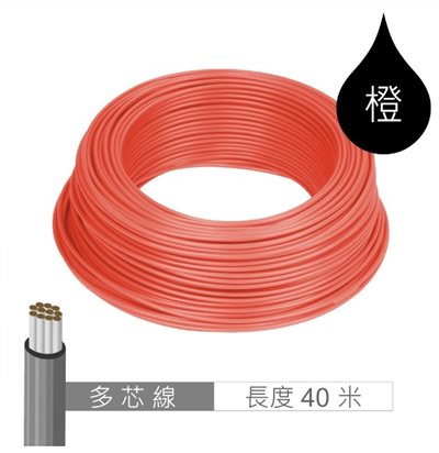 多芯線 橙 AWG24 40米 耐溫 80℃ 11芯 / 0.1mm