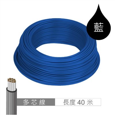多芯線 藍 AWG24 40米 耐溫 80℃ 11芯 / 0.1mm