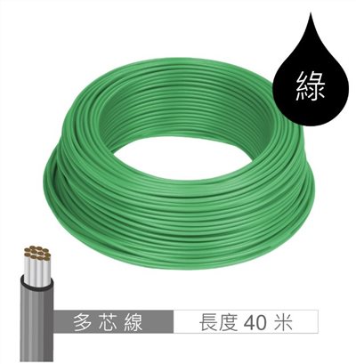多芯線 綠 AWG24 40米 耐溫 80℃ 11芯 / 0.1mm