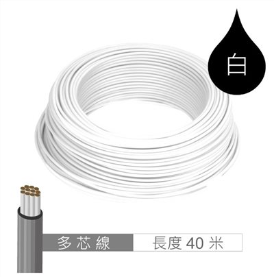 多芯線 白 AWG24 40米 耐溫 80℃ 11芯 / 0.1mm