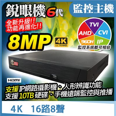 監控主機 4K 16路8聲 