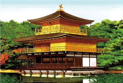 FUJIMI 1/100 鹿苑寺 金閣寺 屋根茶色塗装仕様 富士美 建16 組裝模型