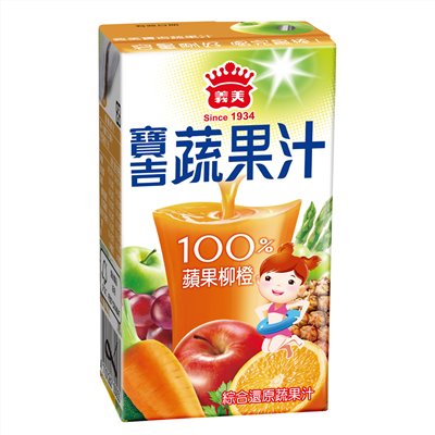 義美寶吉蔬果汁-蘋果柳橙(125ml*24入/箱)