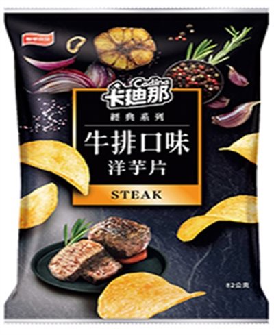 卡迪那經典洋芋片-牛排口味(33gX12包/箱)
