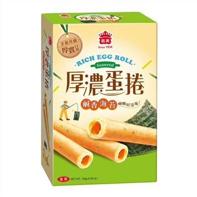 義美厚濃蛋捲152g-鹹香海苔