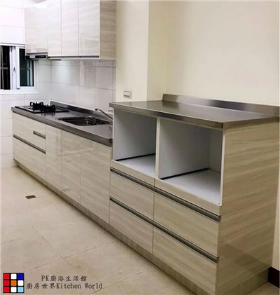 一字型流理台 210公分 美耐門板 電器櫃 搭喜特麗瓦斯爐 油煙機