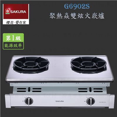 櫻花牌 G6902S 聚熱焱雙內焰式 嵌入爐 瓦斯爐