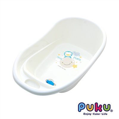 PUKU 藍色企鵝小卡哇伊浴盆M-白