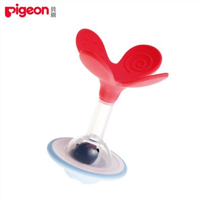 日本《Pigeon 貝親》搖鈴固齒器-蜜桃小花