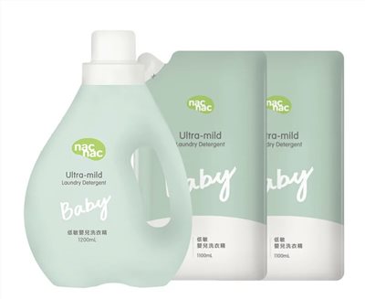 nac nac 抗敏無添加嬰兒洗衣精 (1罐2包)