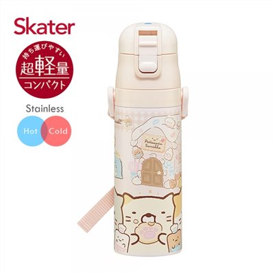 日本Skater不鏽鋼直飲保溫水壺(470ml)角落小生物