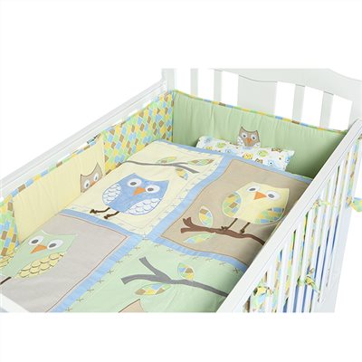 L.a.baby 美式貓頭鷹純棉八件組 嬰兒寢具 /嬰兒棉被（M）
