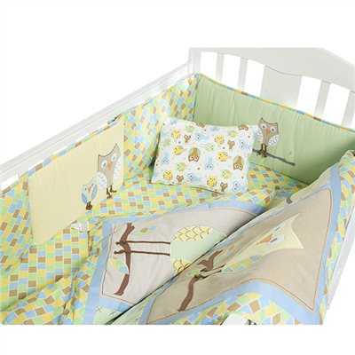L.a.baby 美式貓頭鷹純棉八件組  嬰兒寢具 /嬰兒棉被（L） 