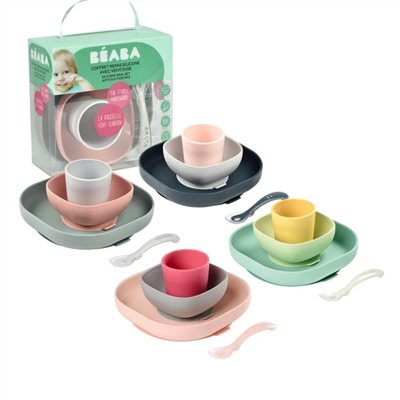  BEABA 矽膠學習餐具4件組 