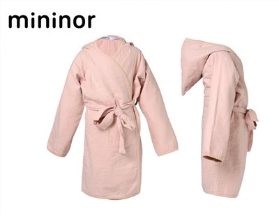 丹麥mininor 有機棉紗布浴袍 (連帽設計保暖不著涼)