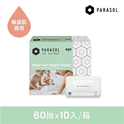 Parasol Clear+Pure 極厚天然肌護濕紙巾 60抽 (10入/箱) 箱購