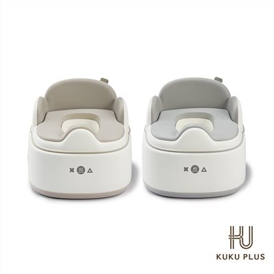 酷咕鴨 KUKU PLUS豪華軟墊三合一學習便器馬桶 (淺茶棕/曜石灰)